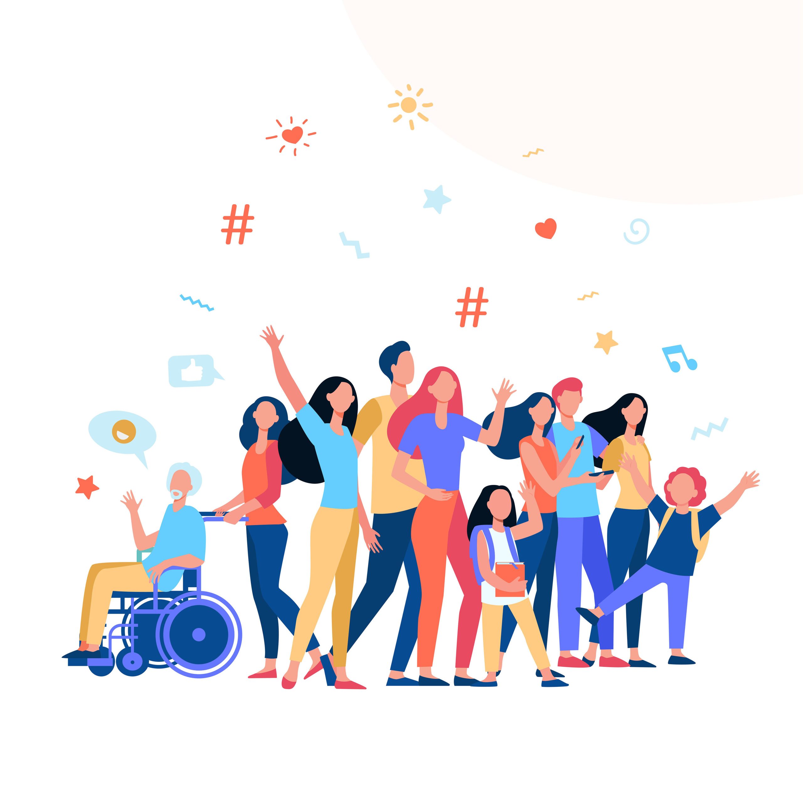 multicultural people standing together